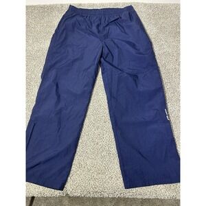 Vintage 90s Reebok Mens XXL Spell Out Lined Wide Leg Windbreaker Pants Navy Blue